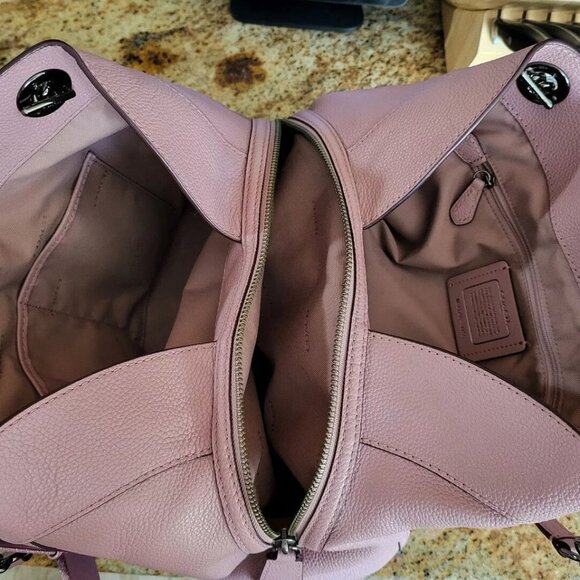 Coach Edie Turnlock Large Purse 36855 Dusty Rose Leather Shoulder Bag - Picture 6 of 7